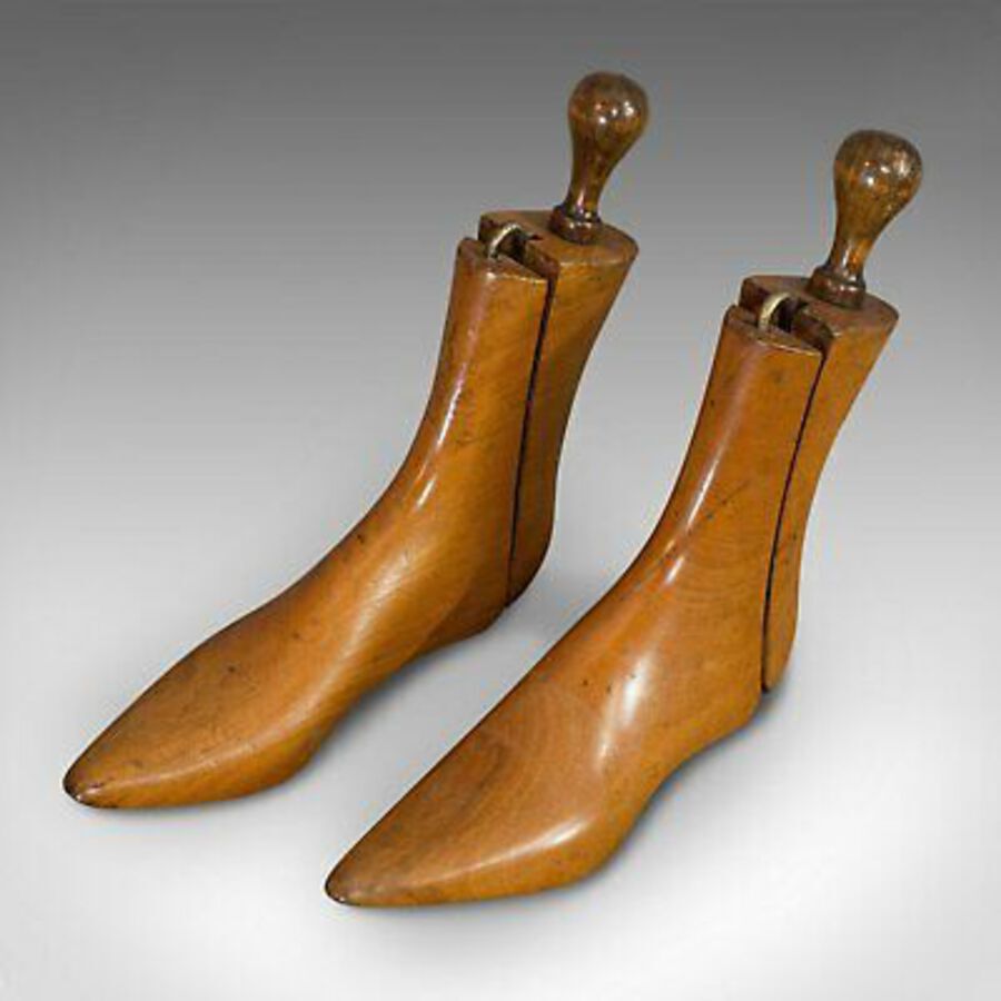 Antique Pair Of Antique Shoe Lasts, English, Beech, Shoemaker's Last, Edwardian, 1910