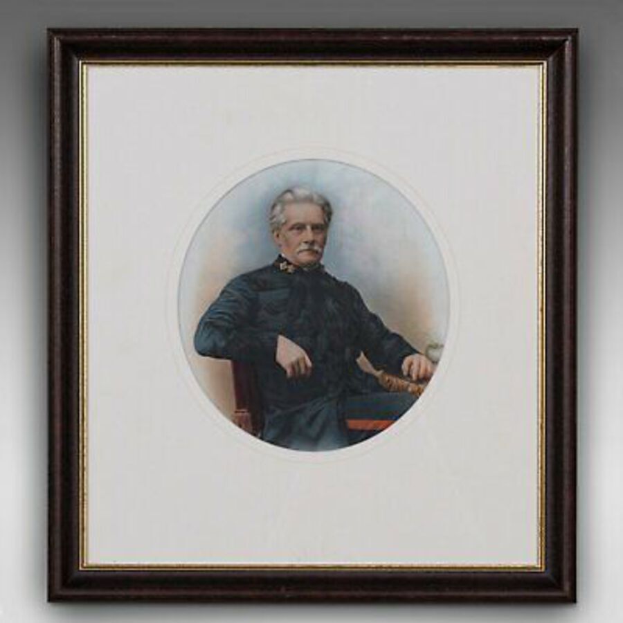 Antique Antique Portrait, English, Framed Ceramic Painting, Photographs, Victorian, 1890