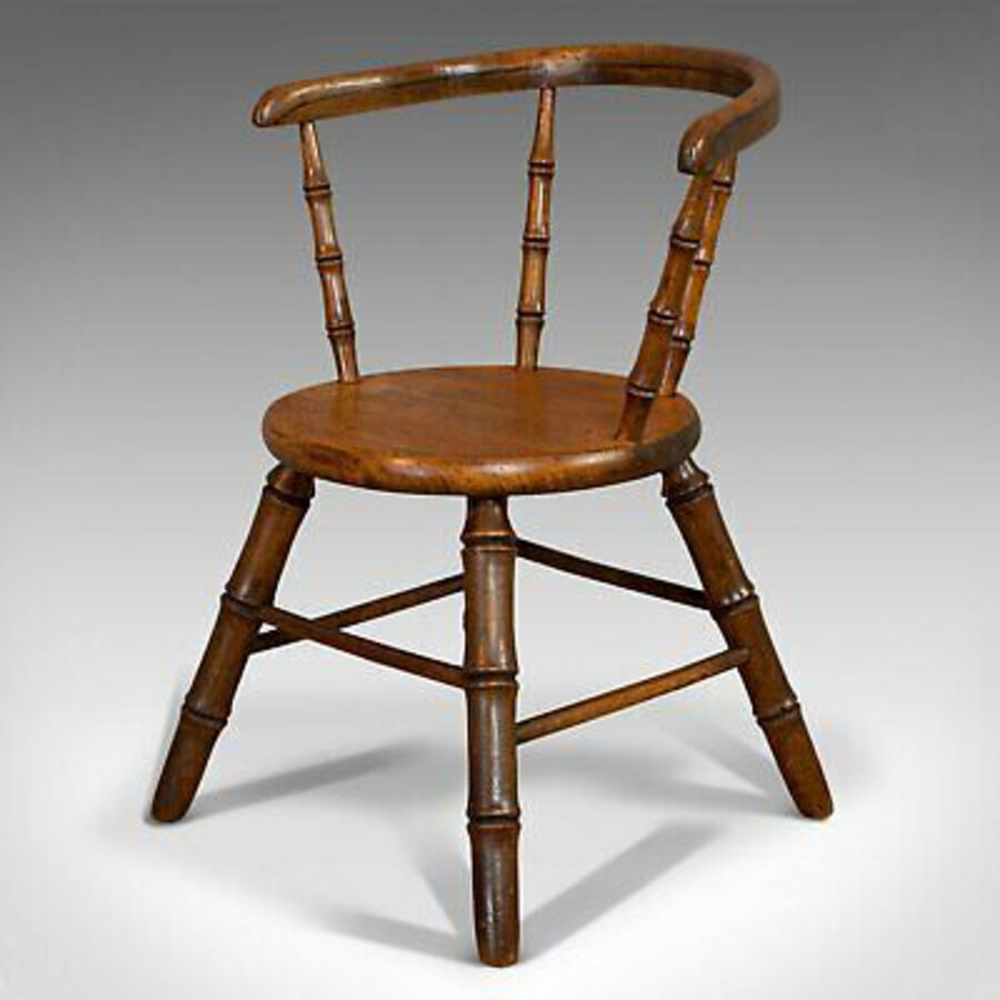 Antique Small Antique Windsor Chair, English, Oak, Apprentice, High Wycombe, Victorian