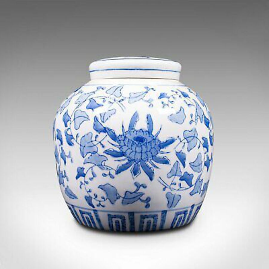 Antique Vintage Decorative Spice Jar, Oriental, Ceramic, Ginger, Tea Caddy, Circa 1940