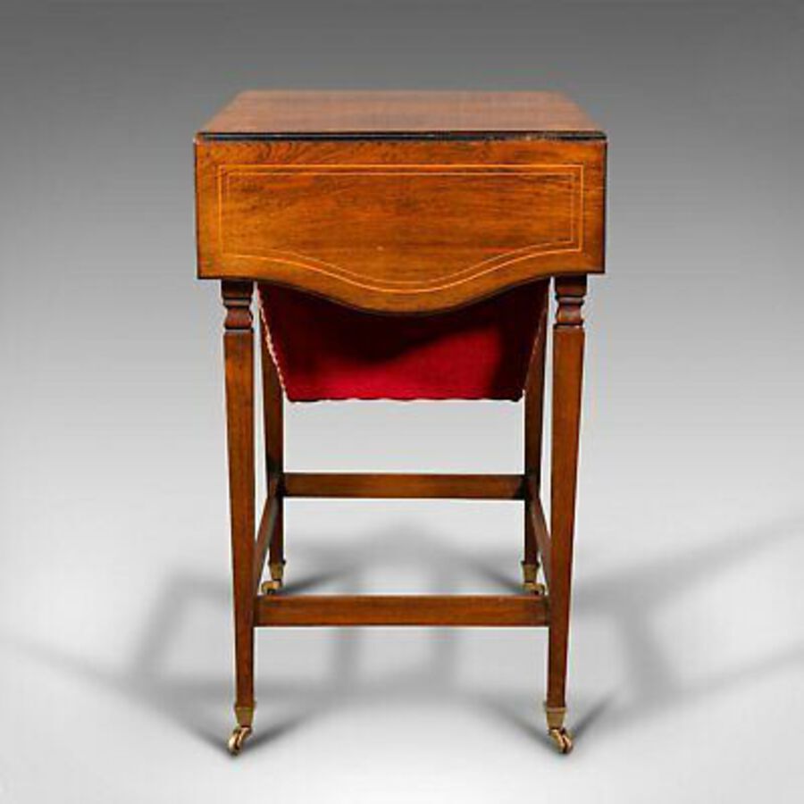 Antique Antique Drop Leaf Sewing Table, English, Rosewood, Side, Lamp, Regency, C.1820