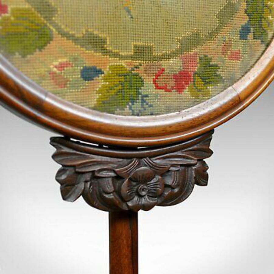 Antique Antique, Pole Screen, Regency, Fire Screen, Needlepoint Tapestry Circa 1820