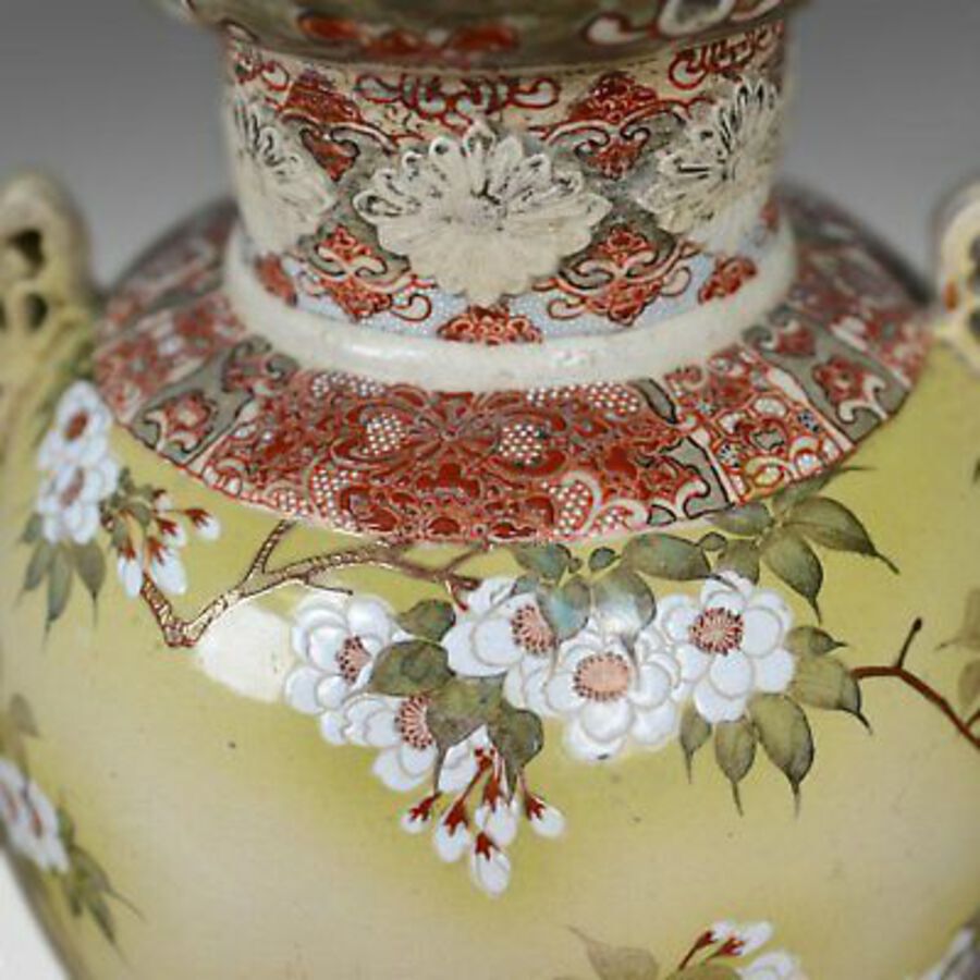 Antique Mid 20th Century Pair of Chinese Baluster Vases, Ceramic Urns