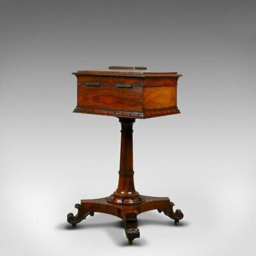 Antique Antique Teapoy, English, William IV, Rosewood, Work Box, 19th Century Circa 1835