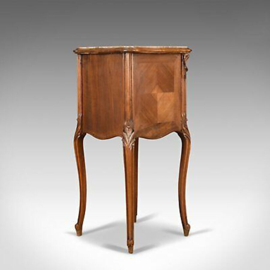 Antique Antique Bedside Cabinet, French Walnut Marble Top Pot Cupboard Circa 1890