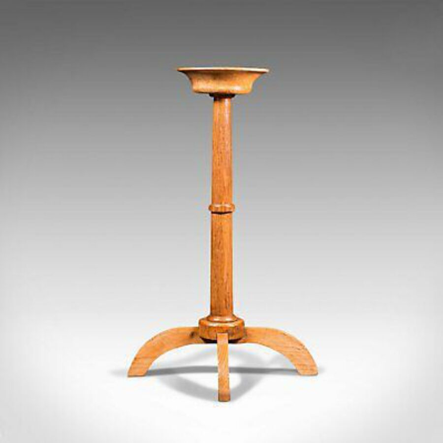 Antique Antique Torchere, English, Oak, Candle Stand, Cotswold School, Arts And Crafts