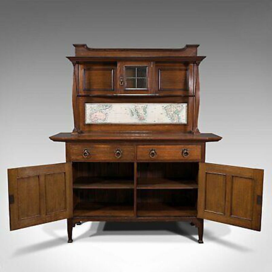 Antique Large Antique Sideboard, English, Oak, Dresser, Cabinet, Liberty & Co, Victorian