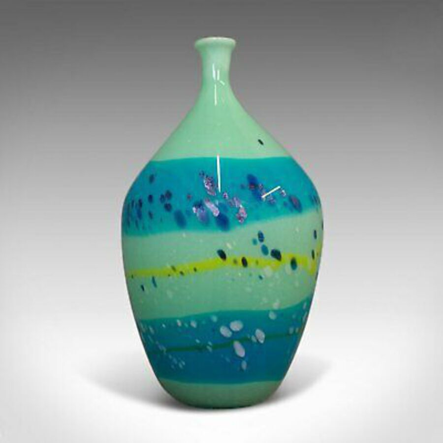 Antique Decorative Stem Vase, English, Glass, Art Vase, Aquatic Overtones, C20th