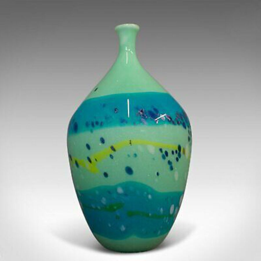 Antique Decorative Stem Vase, English, Glass, Art Vase, Aquatic Overtones, C20th