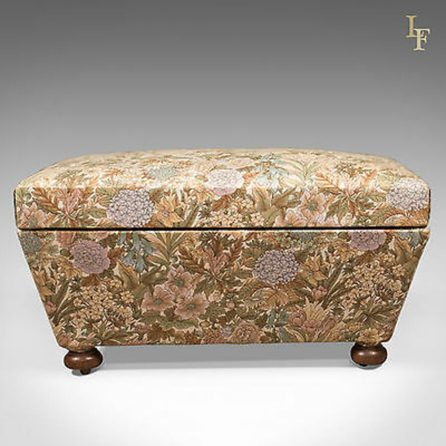 Antique Antique Ottoman, Victorian Upholstered Chest, English, c.1870