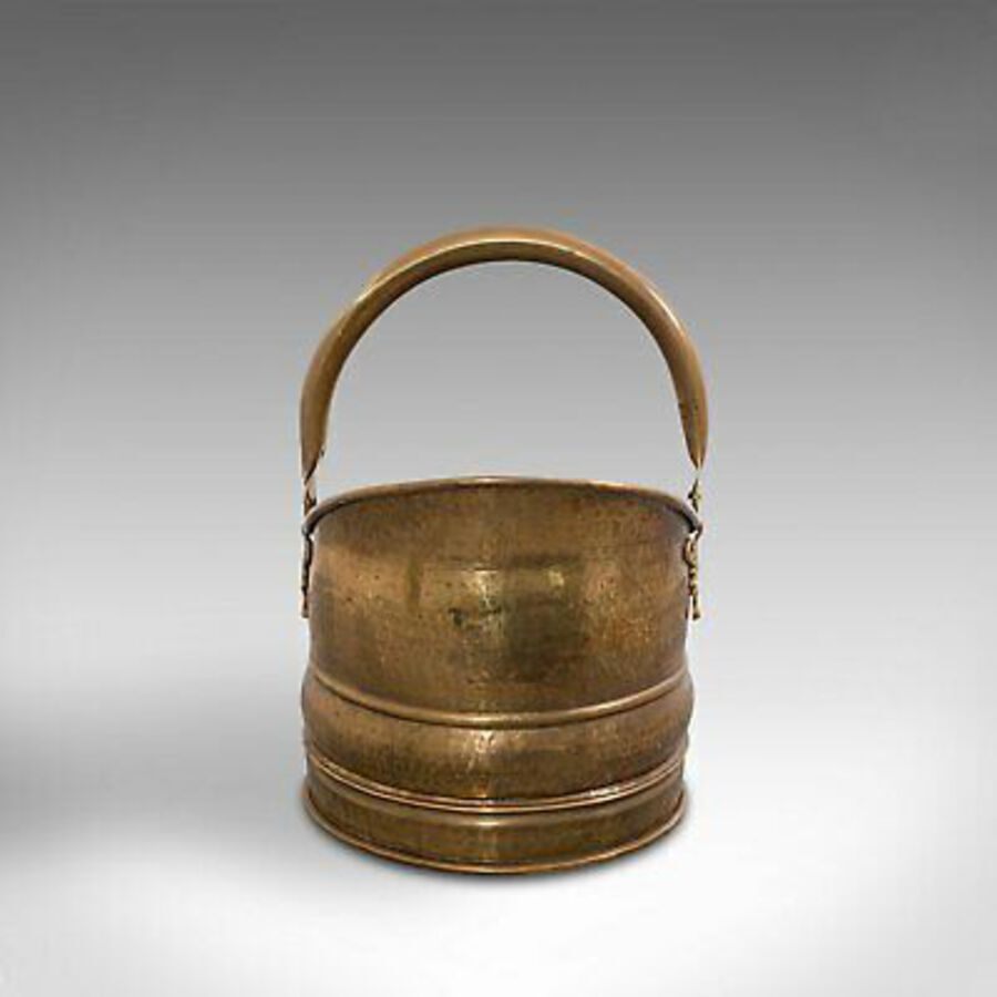 Antique Antique Fireside Bucket, English, Brass, Coal, Log, Scuttle, Victorian, C.1900
