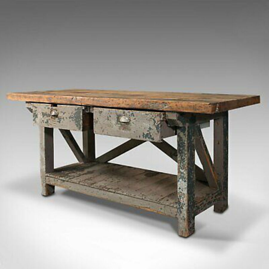 Antique Large Antique Silversmith's Bench, English, Pine, Craftsman's Table, Victorian