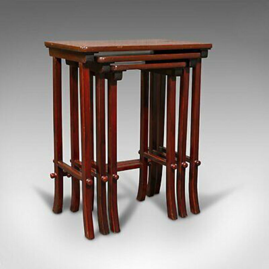 Antique Antique Nest of 3 Occasional Side Tables, Oriental, Japanned, Victorian, C.1900