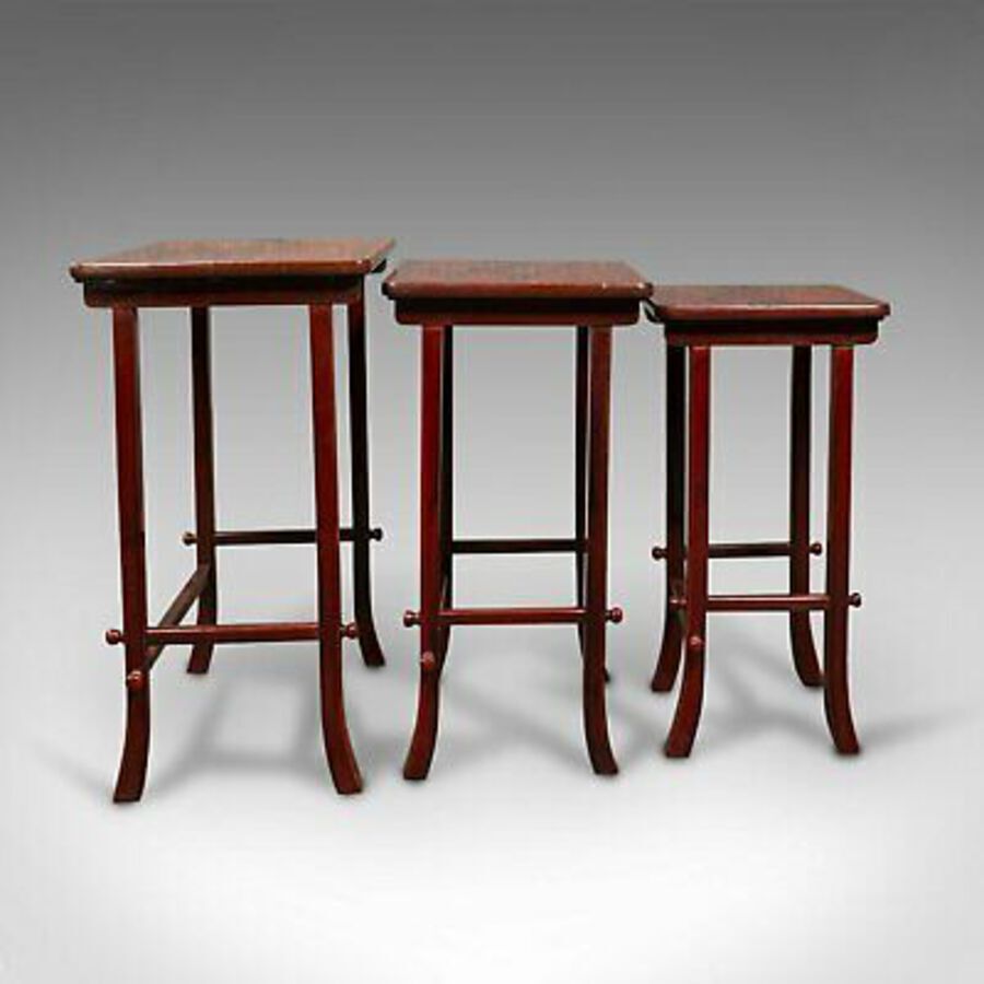 Antique Antique Nest of 3 Occasional Side Tables, Oriental, Japanned, Victorian, C.1900