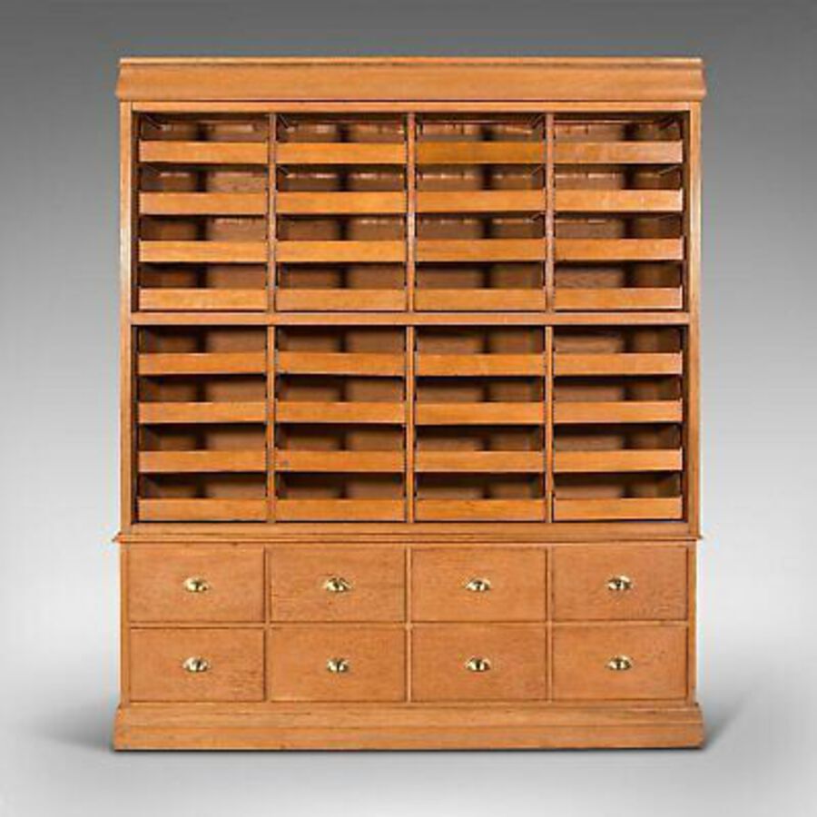 Antique Very Large Antique Haberdashery Cabinet, Oak, Collector, Shop, Rack, Edwardian