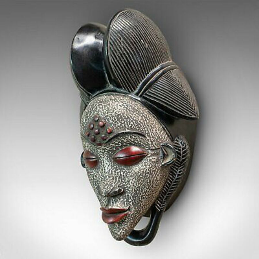 Antique Vintage Gabonese Punu Mask, African, Tropical Hardwood, Decorative, Tribal, 1970
