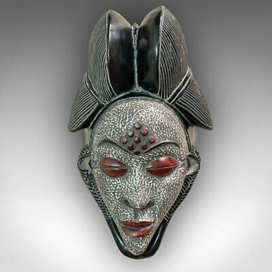 Antique Vintage Gabonese Punu Mask, African, Tropical Hardwood, Decorative, Tribal, 1970