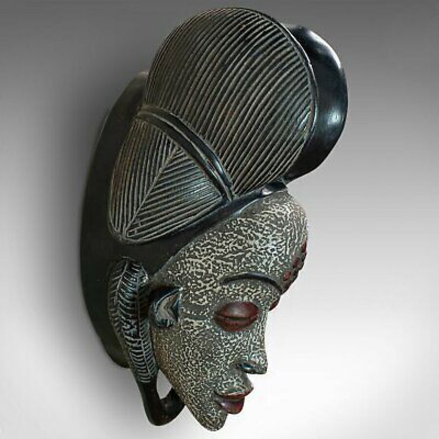 Antique Vintage Gabonese Punu Mask, African, Tropical Hardwood, Decorative, Tribal, 1970