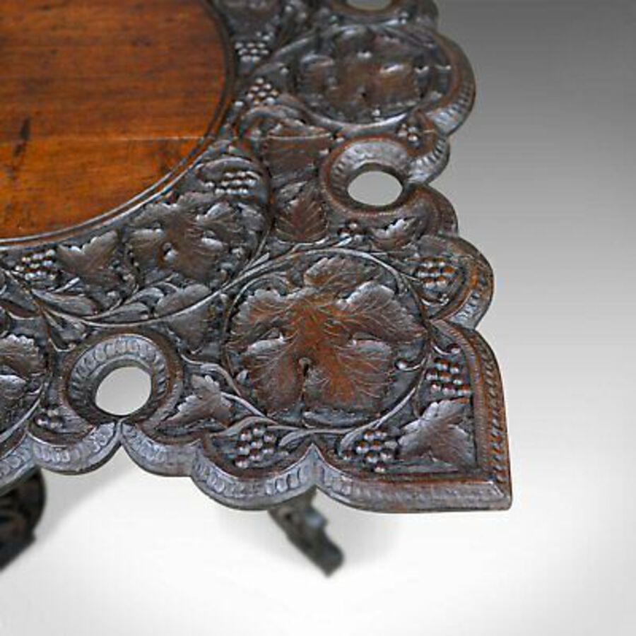 Antique Anglo-Indian Antique Campaign Table, Carved, Teak, Side, Circa 1900