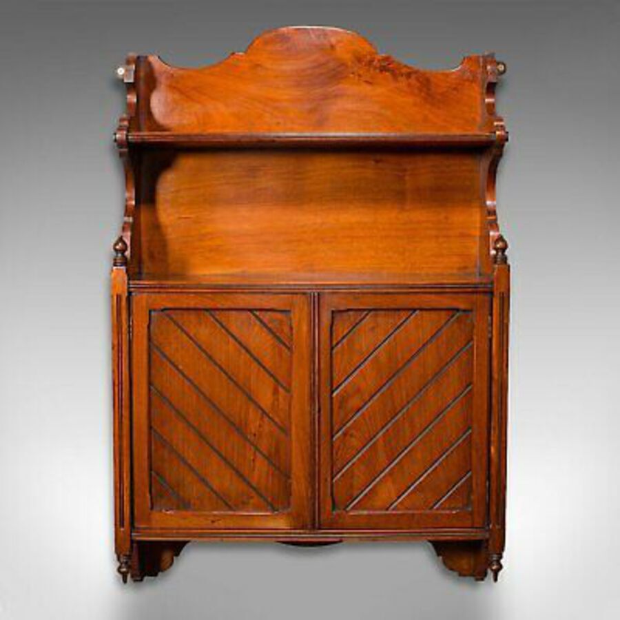 Antique Antique Wall Mounted Cabinet, English, Mahogany, Hanging Whatnot, Victorian