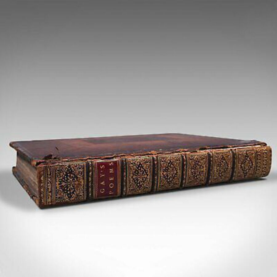 Antique Antique Poetry Book, English, Leather Bound, Poems, John Gay, Georgian, 1720