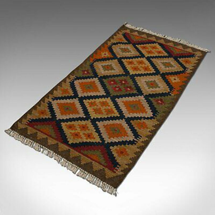 Antique Small Vintage Maimana Kilim Rug, Middle Eastern, Woven, Prayer Mat, Circa 1960