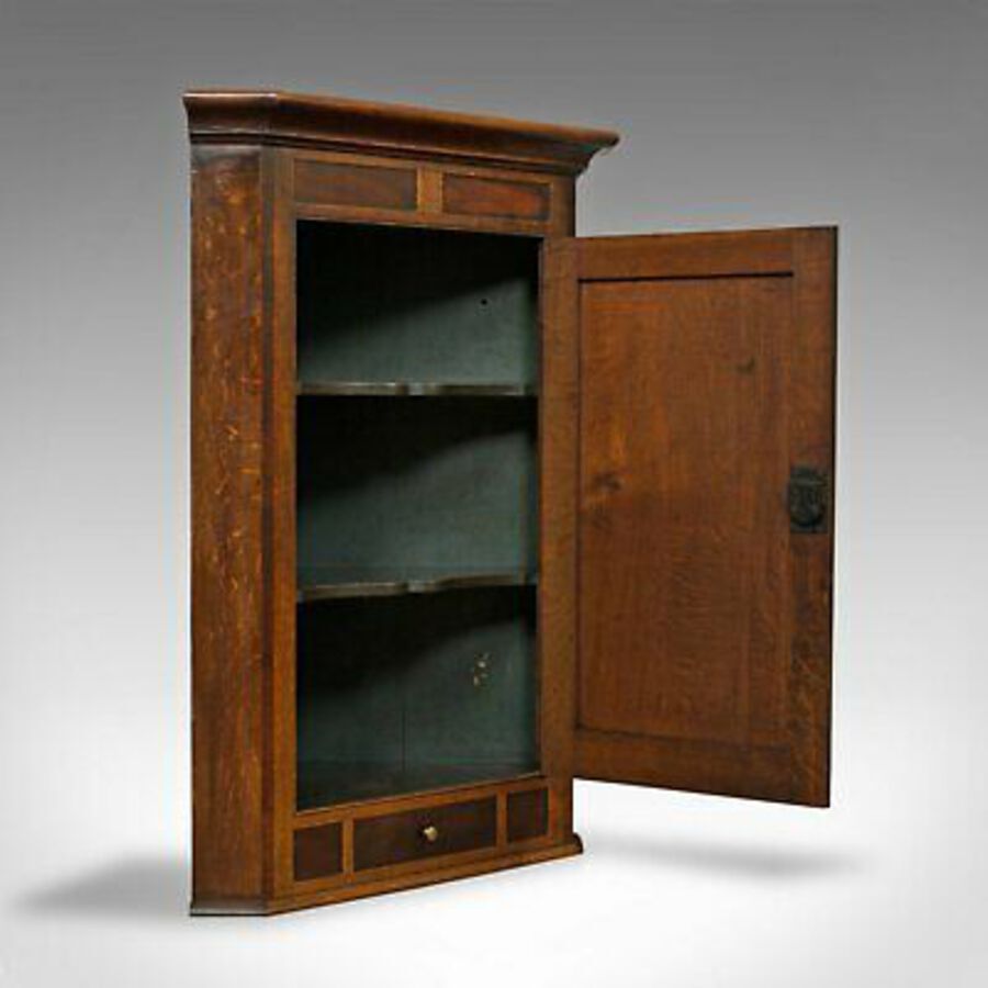 Antique Antique Corner Cabinet, English, Georgian, Oak, Hanging, Wall Cupboard, c.1780