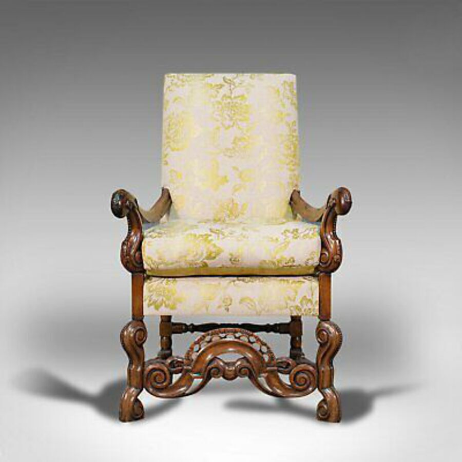 Antique Pair Of Antique Drawing Room Elbow Chairs, English, Walnut, Armchair, Georgian