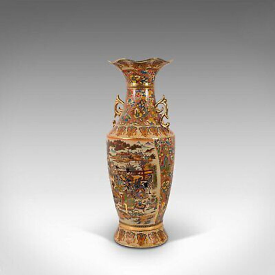 Antique Tall Vintage Baluster Vase, Oriental, Decorative Vessel, Art Deco, Circa 1940