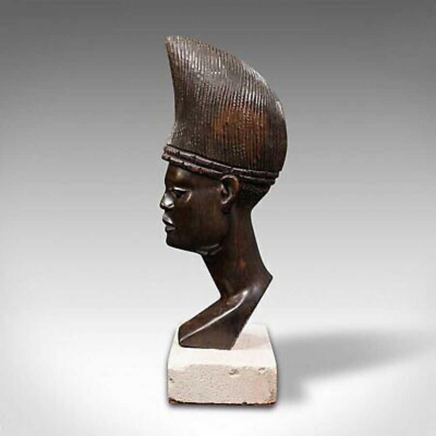 Antique Antique Hand Carved Female Bust, African, Ebony, Ornamental Figure, Circa 1900