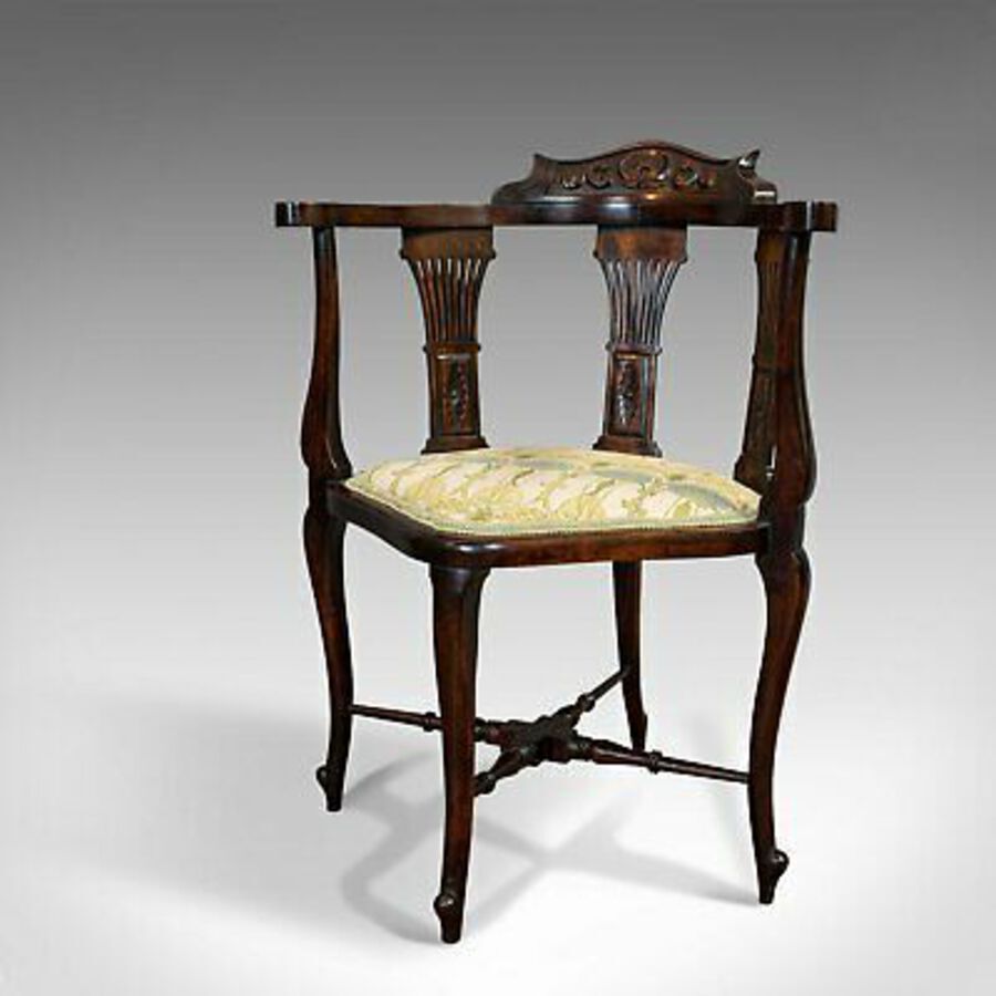 Antique Antique Corner Arm Chair, French, Beech, Seat, Art Nouveau, Victorian, C.1890