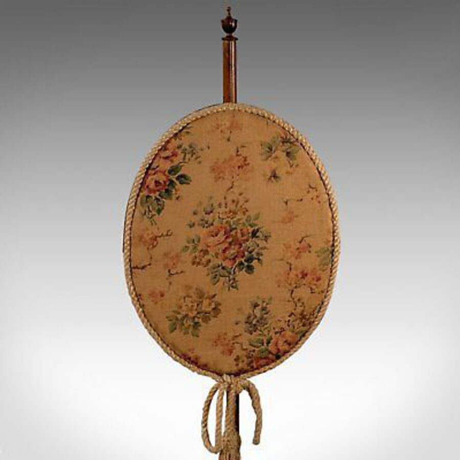 Antique Antique Pole Screen, English, Victorian, Mahogany, Needlepoint, Tapestry c.1880