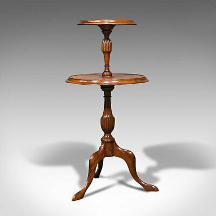 Antique Two Tier Table, English, Mahogany, Afternoon Tea, Cake Stand, Edwardian