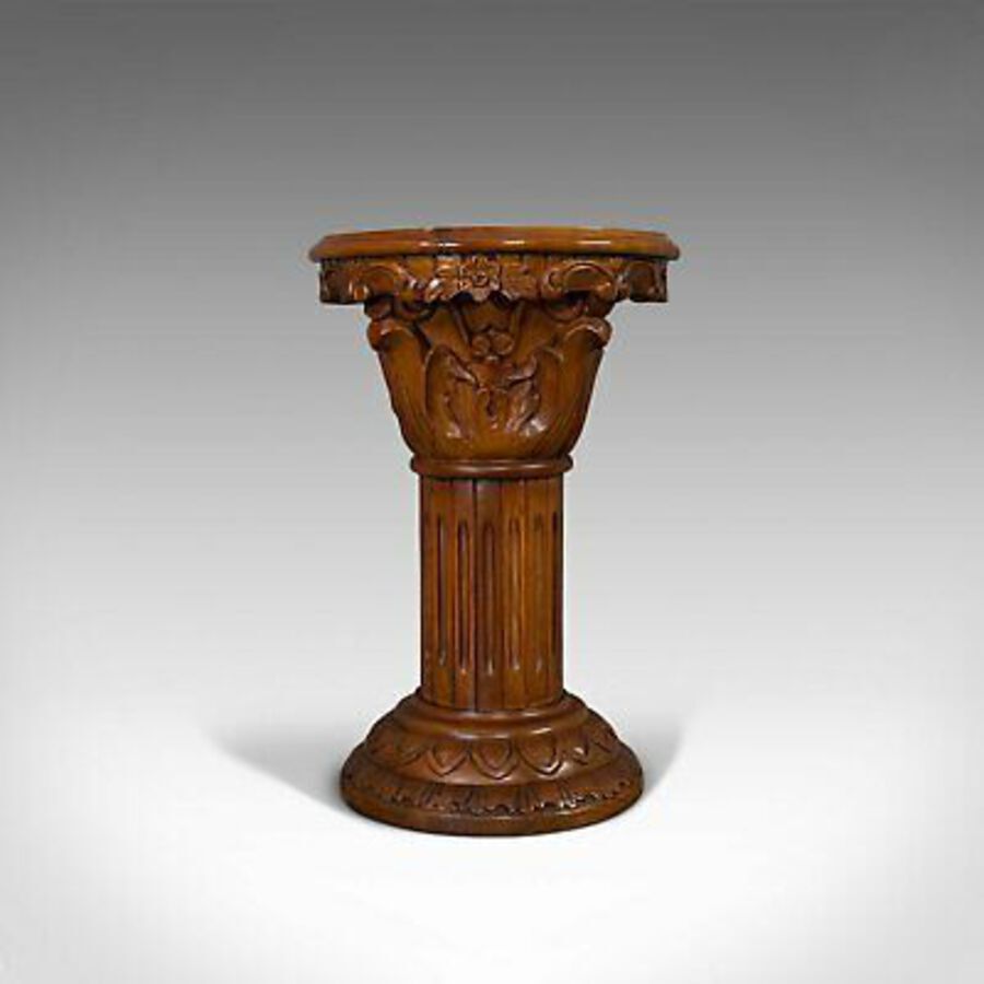 Antique Vintage Torchere Stand, Oriental, Mahogany, Marble, Jardiniere, Lamp Table