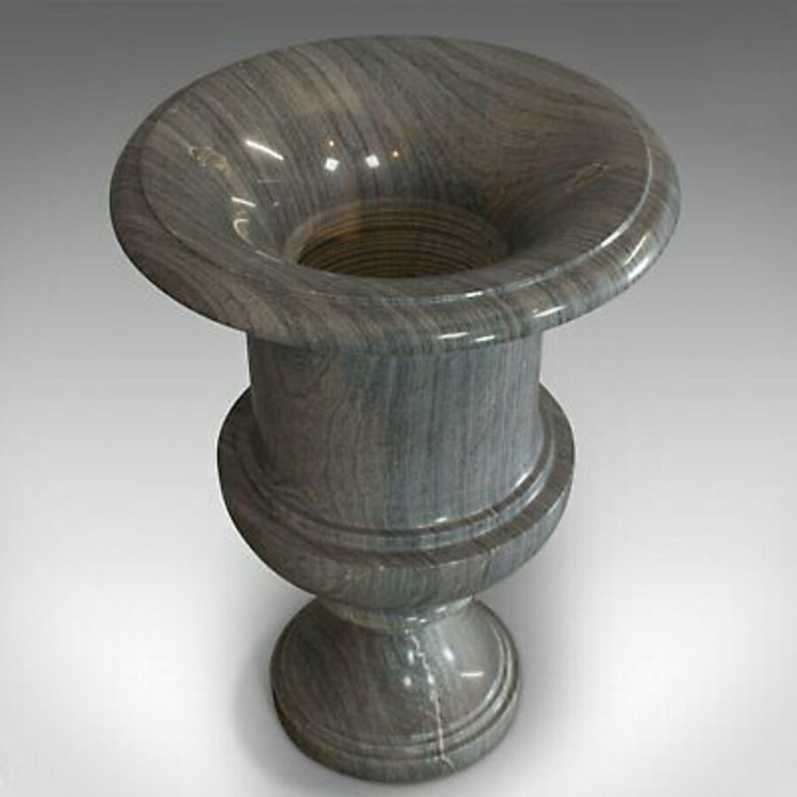 Antique Vintage Decorative Vase, English, Platinum Striata Marble, Baluster Urn, C.20th