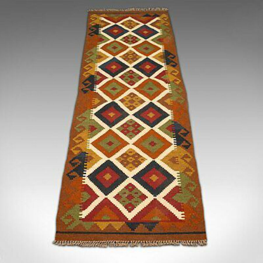 Antique Vintage Maimana Kilim Hall Runner, Caucasian, Decorative, Hallway Carpet, Rug