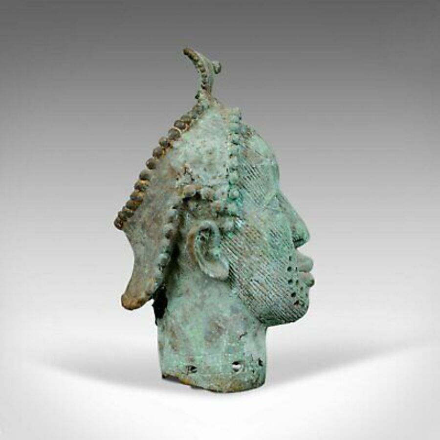 Antique Mid 20th Century African Bronze Bust, Head, Sculpture, Art