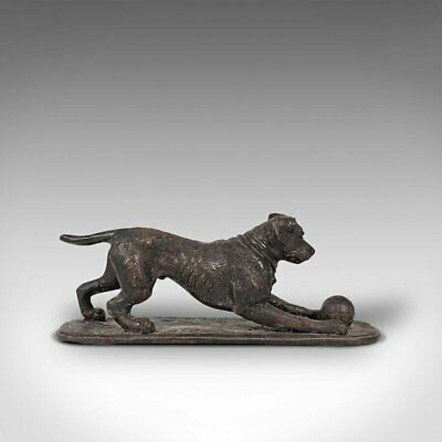 Antique Vintage Dog Figure, English, Bronze, Statue, Playful Retriever, After PJ Mene