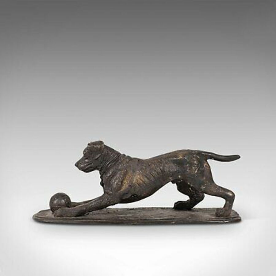 Antique Vintage Dog Figure, English, Bronze, Statue, Playful Retriever, After PJ Mene