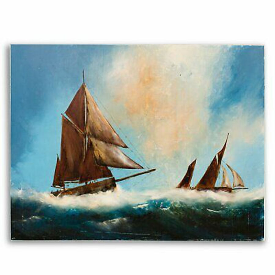 Antique Maritime Seascape, Oil Painting, Marine, Sailing Ships, Ocean, Art, Original