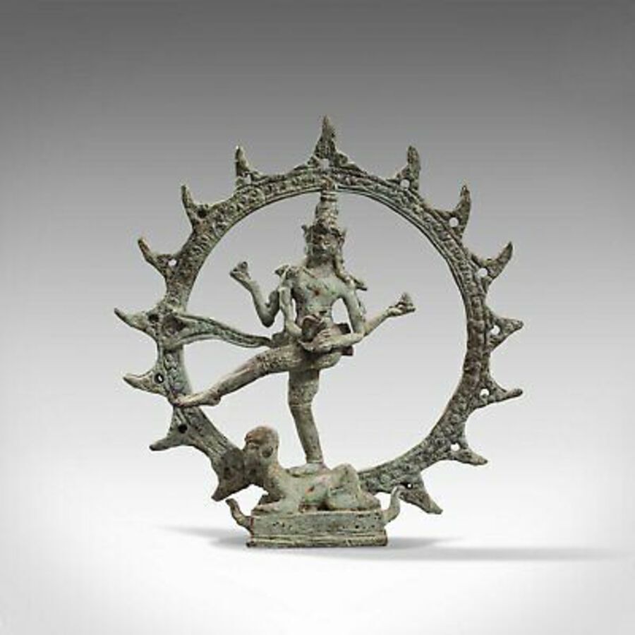 Antique Antique Shiva Nataraja Figure, Indian, Chola Bronze, Mystic Statue, 17th Century