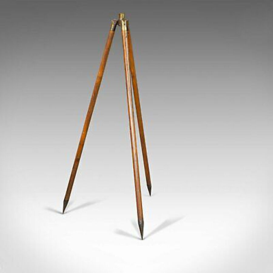Antique Compact Vintage Tripod, English, Bamboo, Brass, Telescope Stand, 20th Century