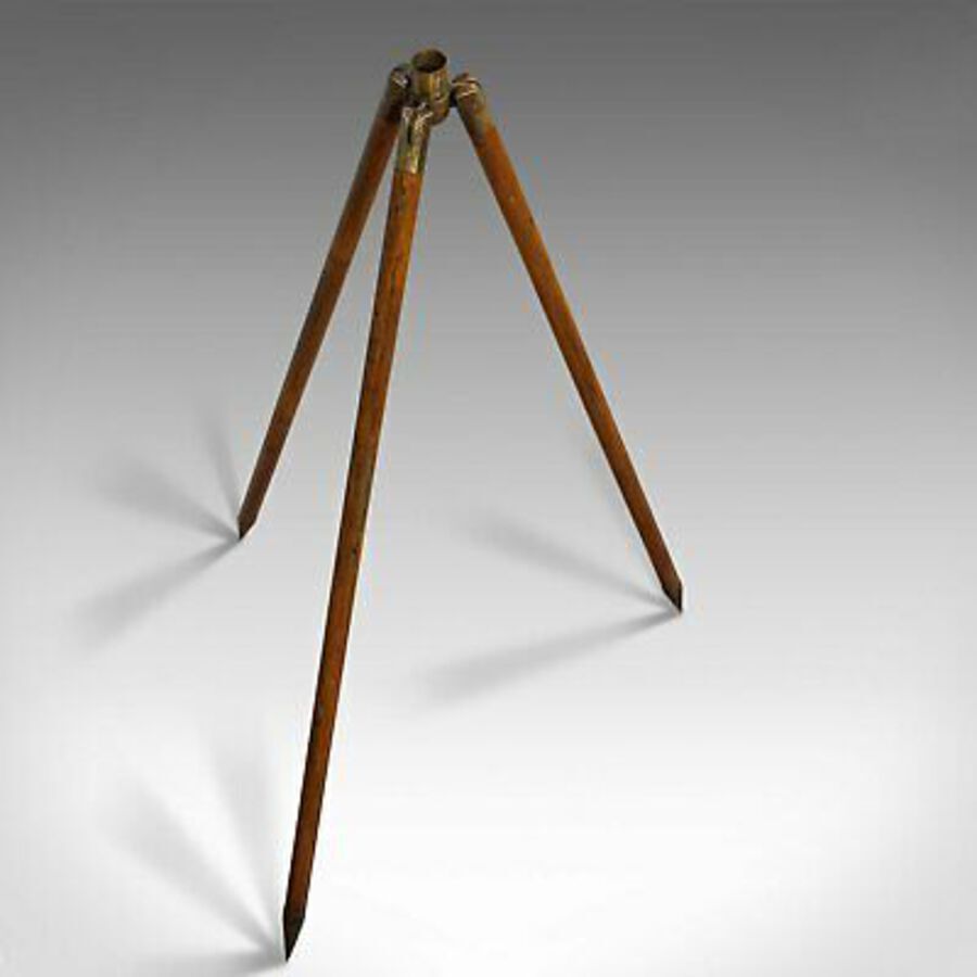 Antique Compact Vintage Tripod, English, Bamboo, Brass, Telescope Stand, 20th Century