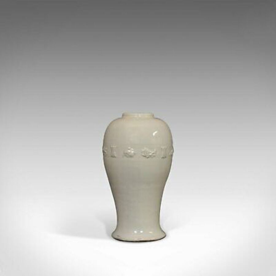 Antique Celadon Vase, Oriental, Decorative, Ceramic, Baluster, Urn, 19th Century