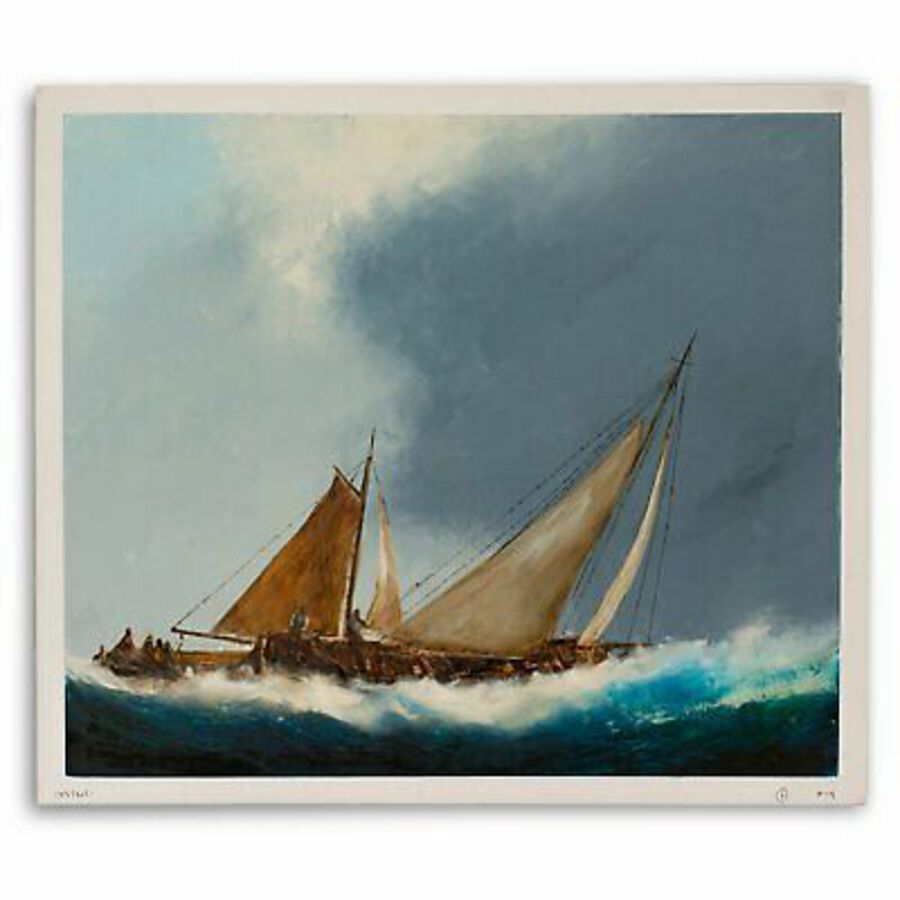 Antique Large, Classic Maritime, Oil Painting, Marine, Original, Sailing Ship, 29