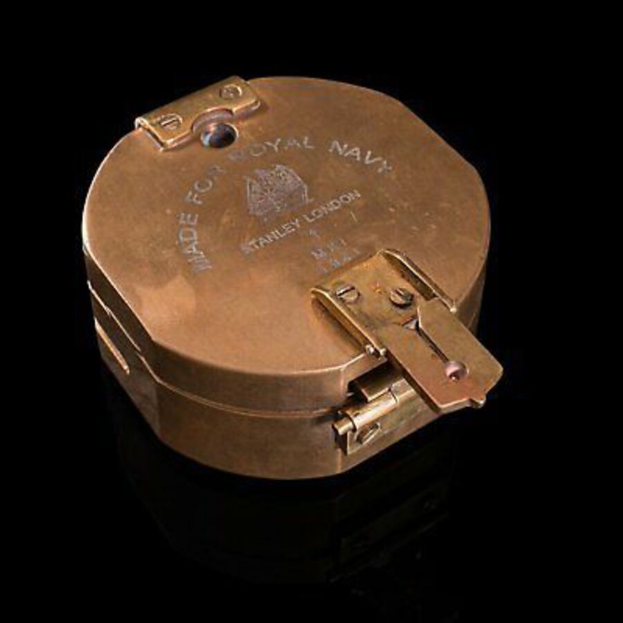 Antique Vintage Cased Compass, English, Copper, Bronze, Maritime, Navigation Instrument