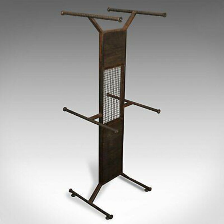Antique Tall Vintage Display Stand, English, Steel, Oak, Fashion, Retail, Industrial