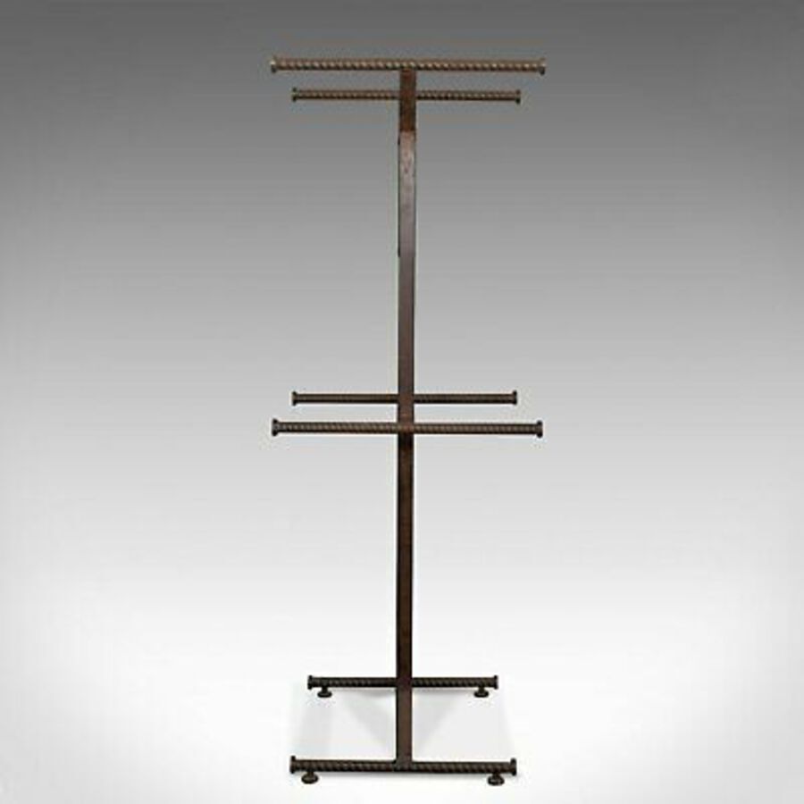 Antique Tall Vintage Display Stand, English, Steel, Oak, Fashion, Retail, Industrial