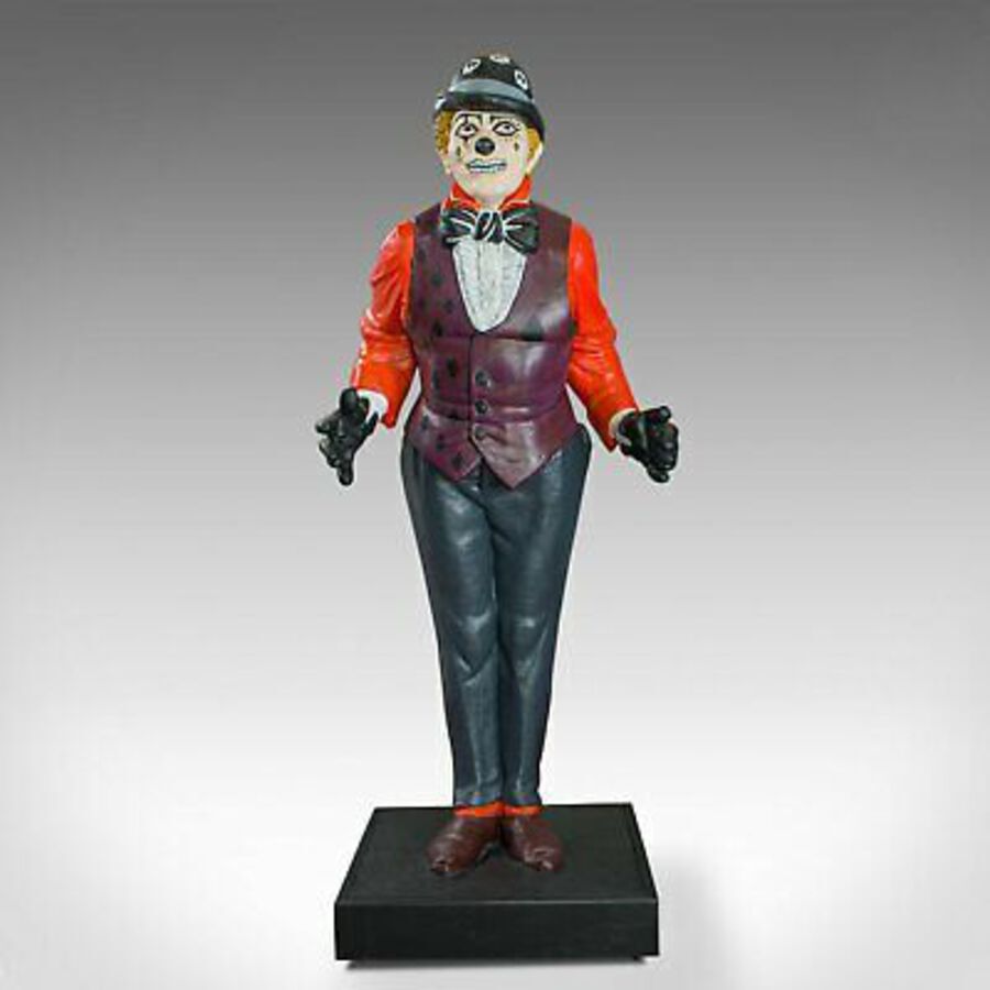 Antique Life Size Vintage Clown Statue, English, Plaster, Day of the Dead, mid C20th