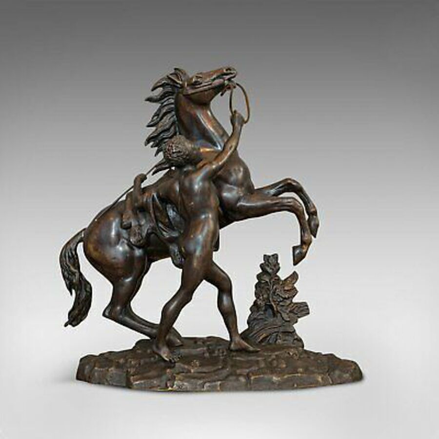 Antique Antique, Pair, Marly Horses, French, Bronze, Equestrian, Statue, After Coustou